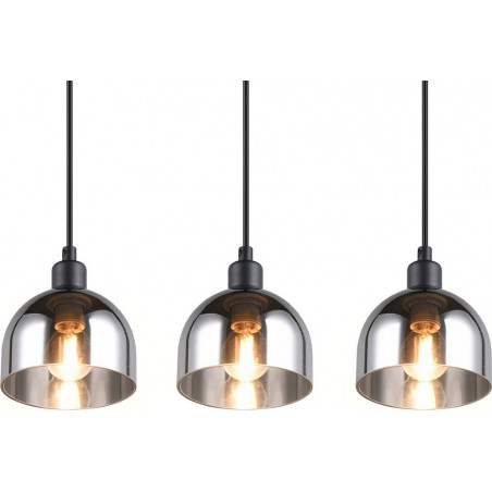 Lampa wisząca szklana potrójna na listwie Molly III 60cm chrom / czarny mat Reality