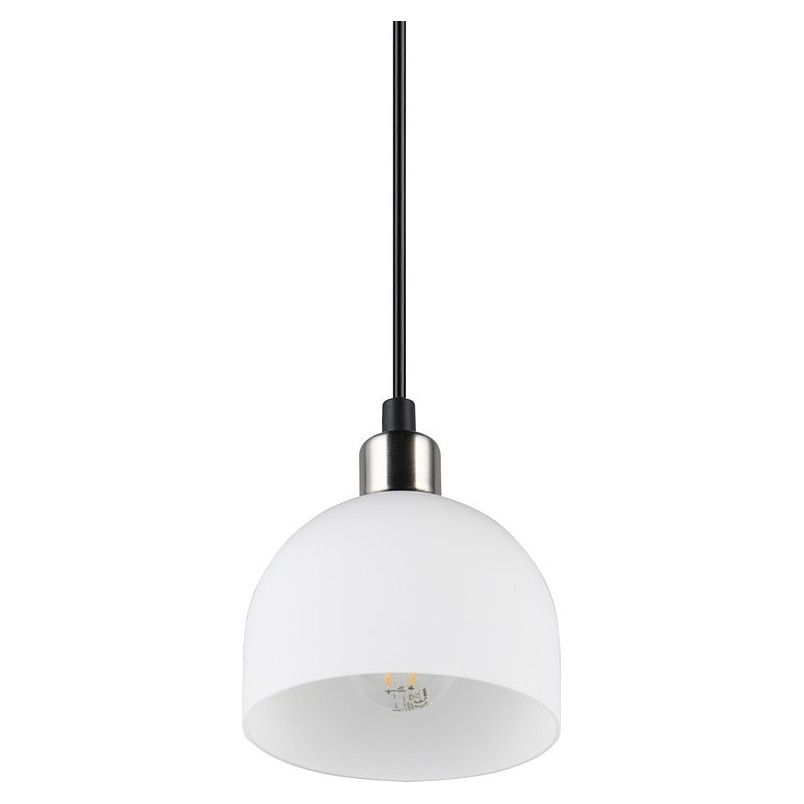 Lampa wisząca szklana Molly 12cm biały / nikiel mat Reality