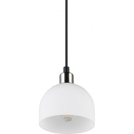 Lampa wisząca szklana Molly 12cm biały / nikiel mat Reality