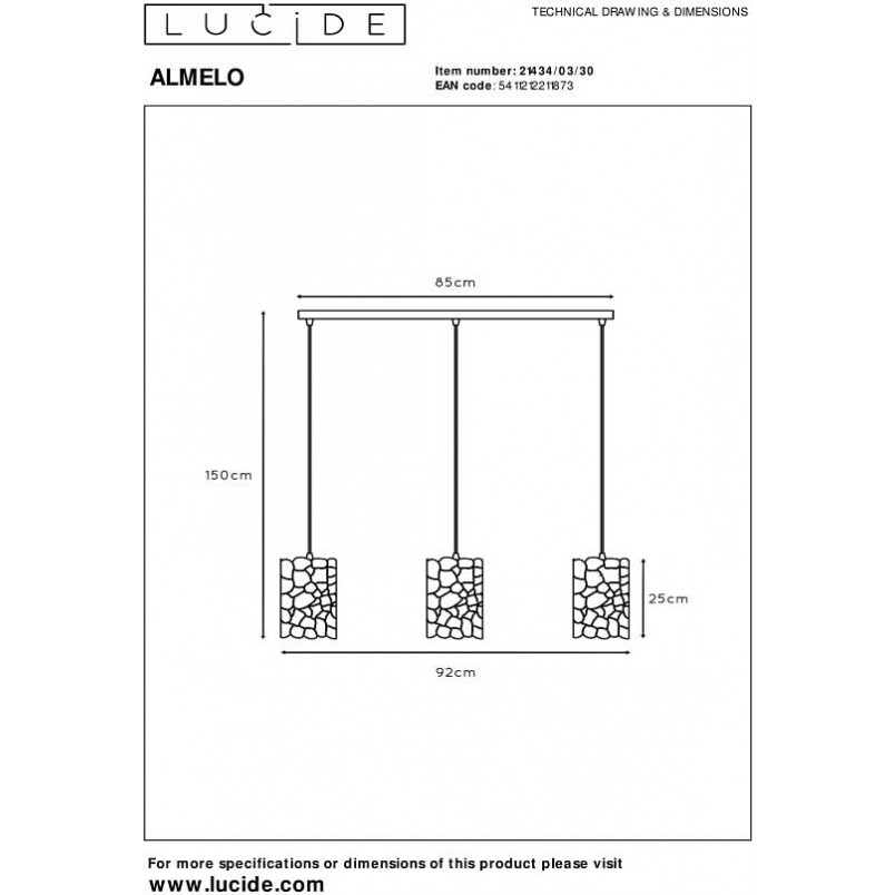 Lampa wisząca dekoracyjna na listwie Almelo III 92cm czarny / matowe złoto / mosiądz Lucide