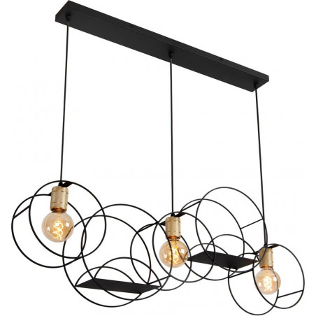 Lampa wisząca loft z półkami Circle 104cm czarno-złota Lucide