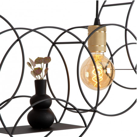 Lampa wisząca loft z półkami Circle 104cm czarno-złota Lucide
