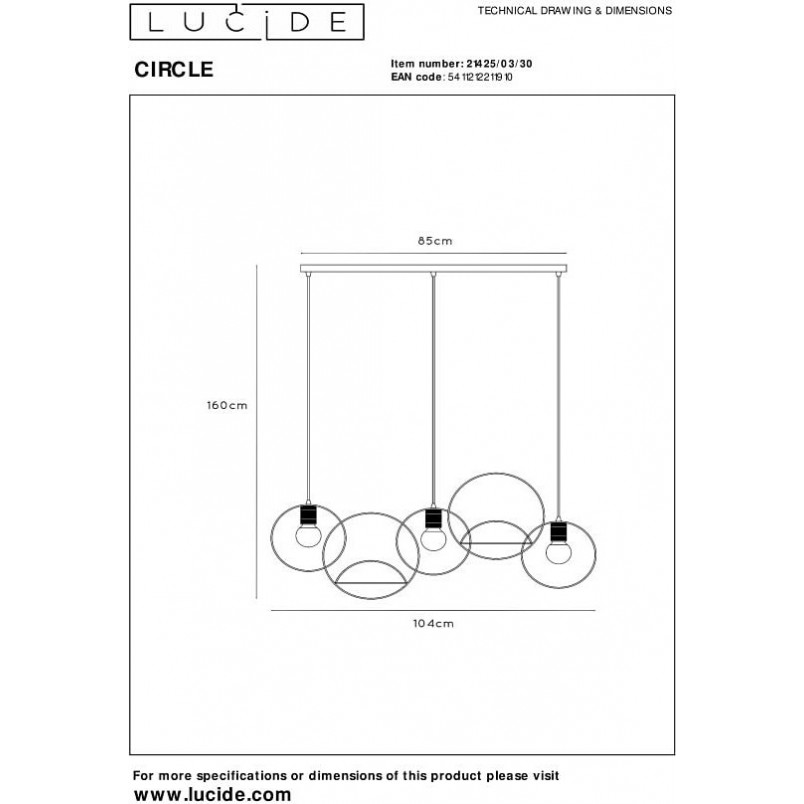 Lampa wisząca loft z półkami Circle 104cm czarno-złota Lucide