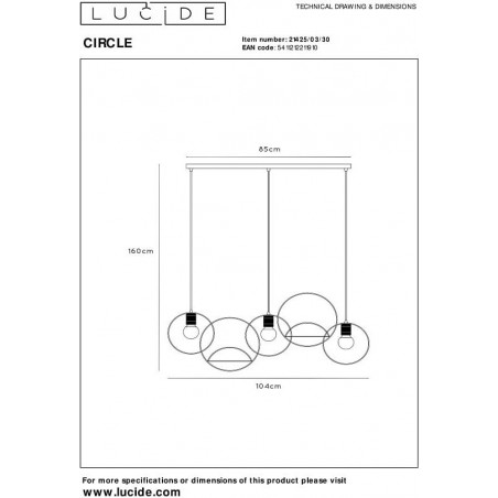 Lampa wisząca loft z półkami Circle 104cm czarno-złota Lucide