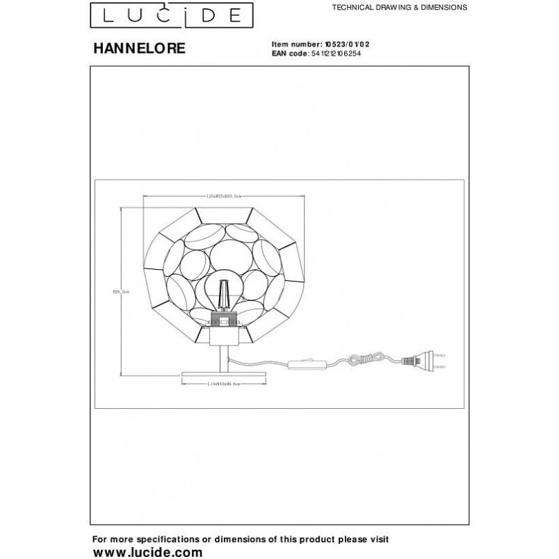 Lampa stołowa kula modern Hannelore 25cm matowe złoto / mosiądz Lucide