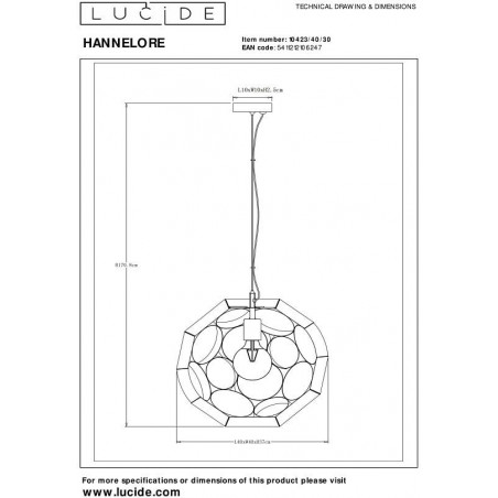 Lampa wisząca kula modern Hannelore 40cm czarna Lucide