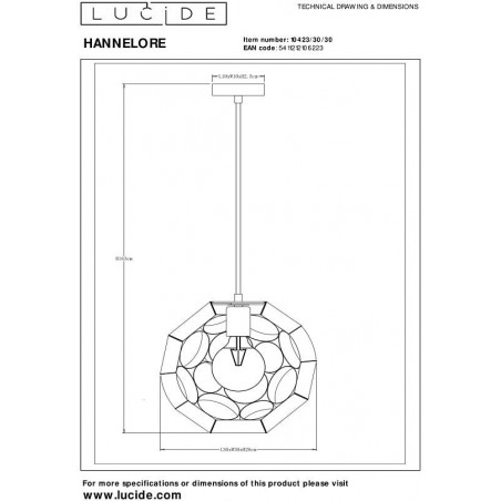 Lampa wisząca kula modern Hannelore 30cm czarna Lucide