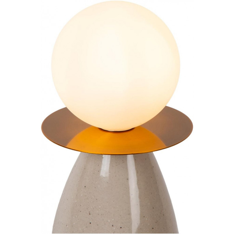 Lampa stołowa ceramiczna ze szklaną kulą Figaro 12cm H53,5cm opal / szary Lucide