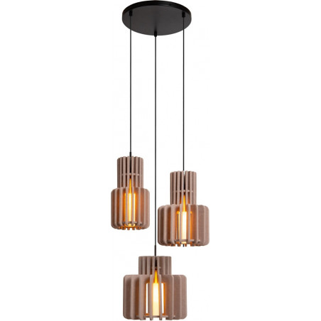 Lampa wisząca filcowa potrójna Rollo 50cm taupe Lucide