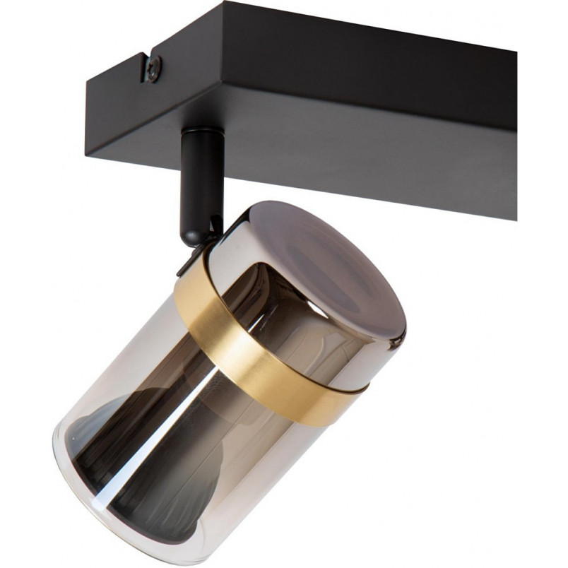 Reflektor sufitowy szklany 2 punktowy Upton 26cm szkło dymione / czarny Lucide