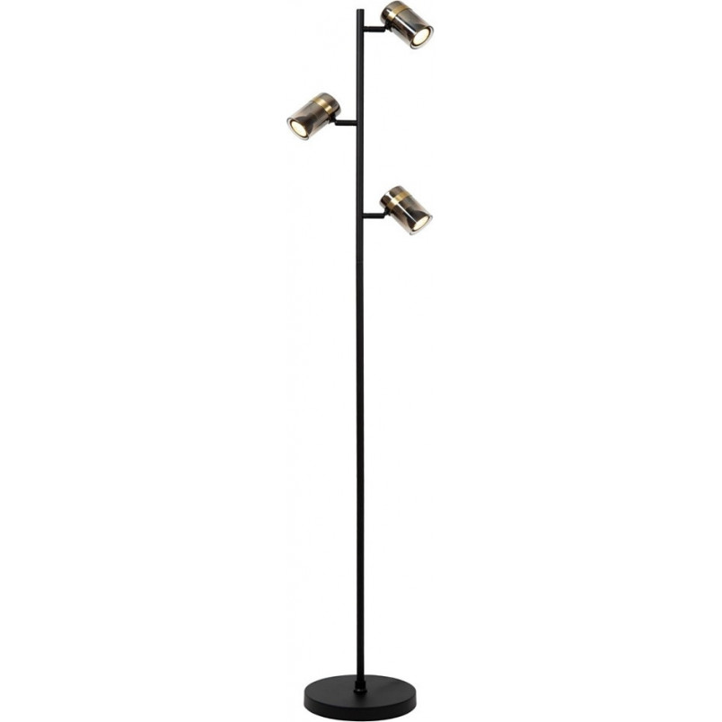 Lampa podłogowa szklana 3 punktowa Upton 154cm szkło dymione / czarny Lucide