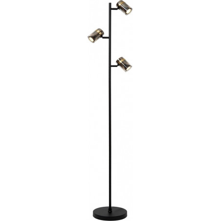 Lampa podłogowa szklana 3 punktowa Upton 154cm szkło dymione / czarny Lucide