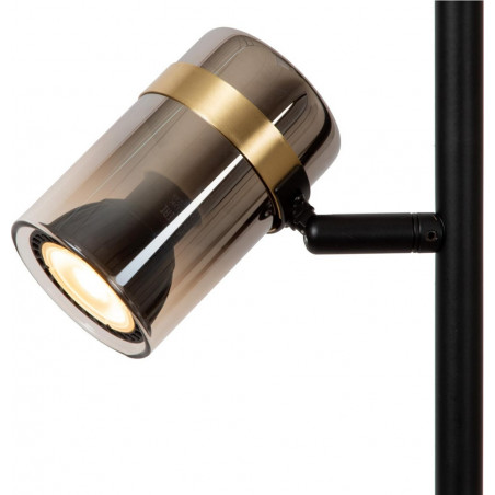 Lampa podłogowa szklana 3 punktowa Upton 154cm szkło dymione / czarny Lucide