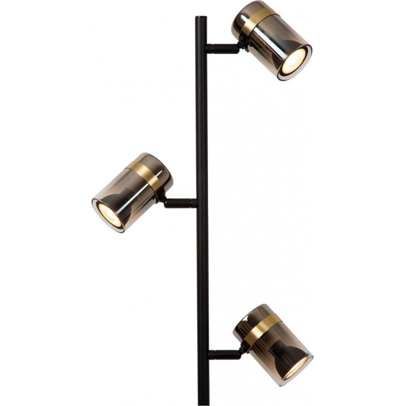 Lampa podłogowa szklana 3 punktowa Upton 154cm szkło dymione / czarny Lucide