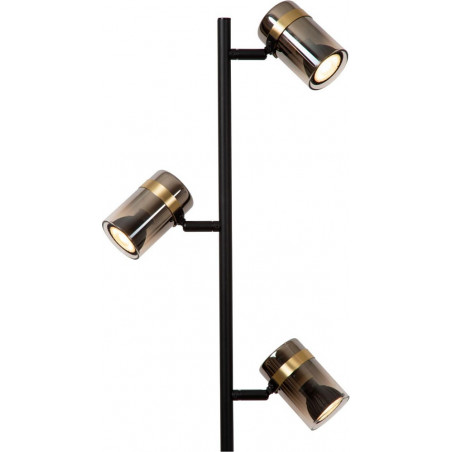 Lampa podłogowa szklana 3 punktowa Upton 154cm szkło dymione / czarny Lucide