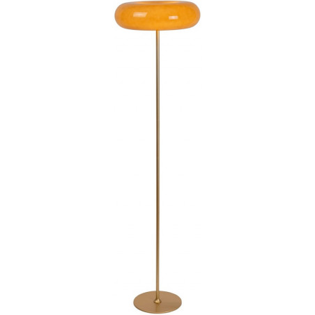 Lampa podłogowa szklana retro Sentino 150cm taupe / matowe złoto / mosiądz Lucide