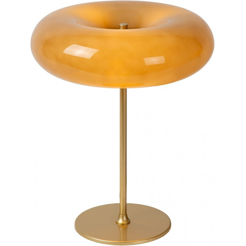Lampa stołowa szklana retro Sentino taupe / matowe złoto / mosiądz Lucide