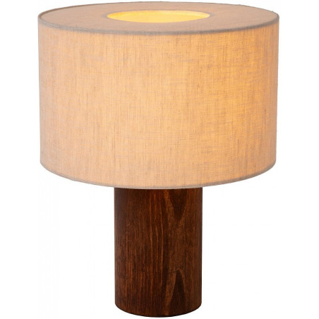Lampa stołowa japandi na drewnianej podstawie Tachina 25cm H31,5cm len Lucide