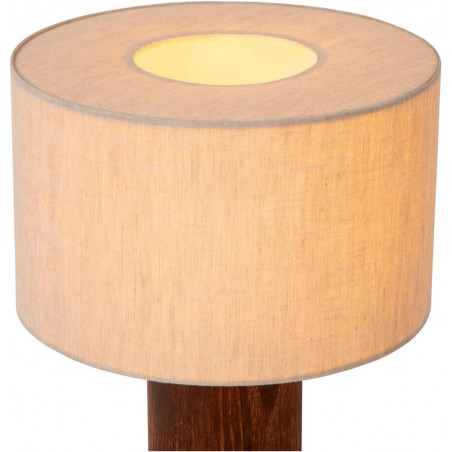 Lampa stołowa japandi na drewnianej podstawie Tachina 25cm H31,5cm len Lucide