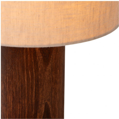 Lampa stołowa japandi na drewnianej podstawie Tachina 25cm H31,5cm len Lucide