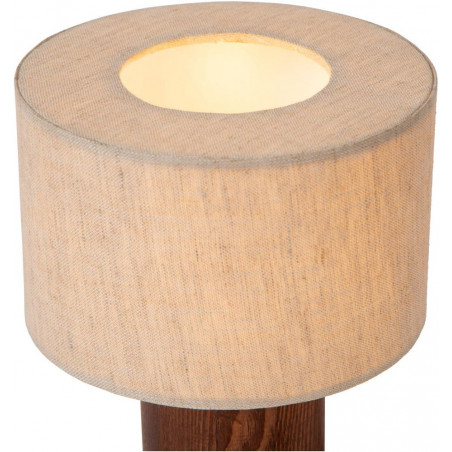 Lampa stołowa japandi na drewnianej podstawie Tachina 15cm H20,5cm len Lucide