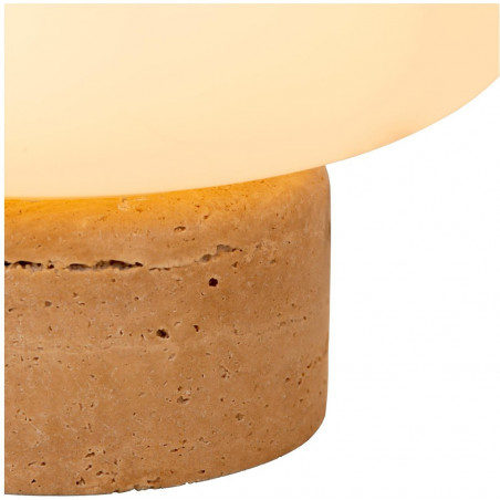Lampa stołowa szklana na kamiennej podstawie Anston 22cm opal / trawertyn Lucide