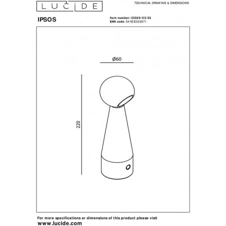 Lampa na stolik przenośna Ipsos LED niebieska Lucide