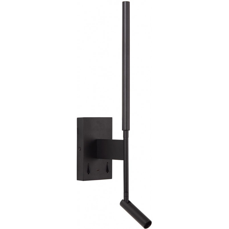 Kinkiet z lampką do czytania i usb Finan LED czarny Lucide