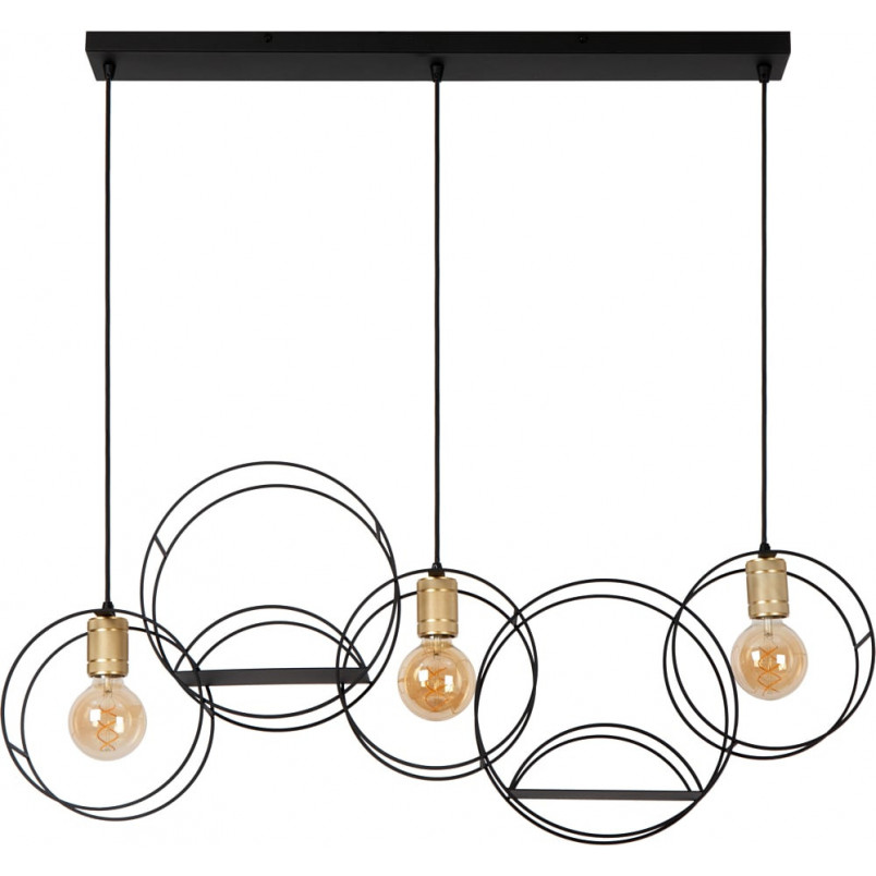Lampa wisząca loft z półkami Circle 104cm czarno-złota Lucide