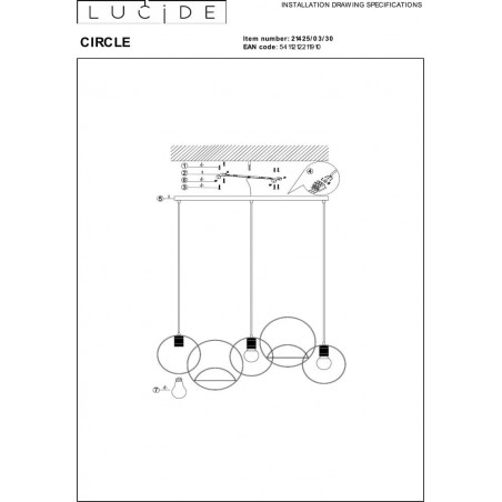 Lampa wisząca loft z półkami Circle 104cm czarno-złota Lucide