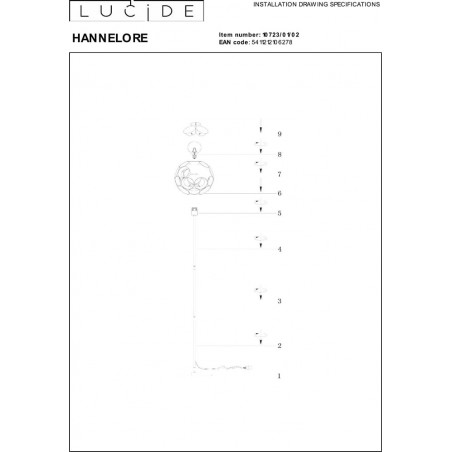 Lampa podłogowa kula modern Hannelore 30cm H150cm matowe złoto / mosiądz Lucide
