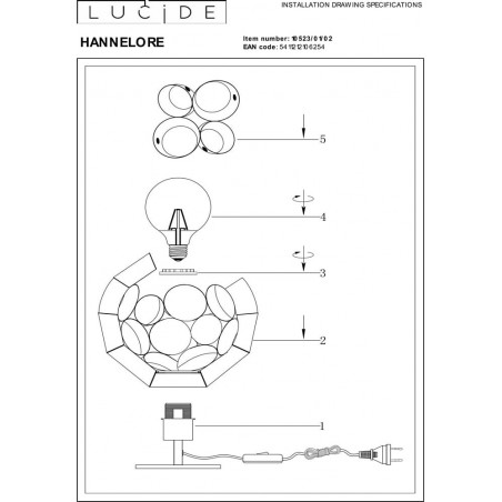 Lampa stołowa kula modern Hannelore 25cm matowe złoto / mosiądz Lucide