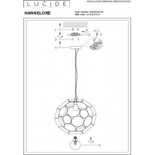 Lampa wisząca kula modern Hannelore 40cm czarna Lucide