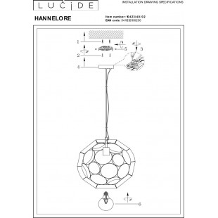 Lampa wisząca kula modern Hannelore 40cm matowe złoto / mosiądz Lucide