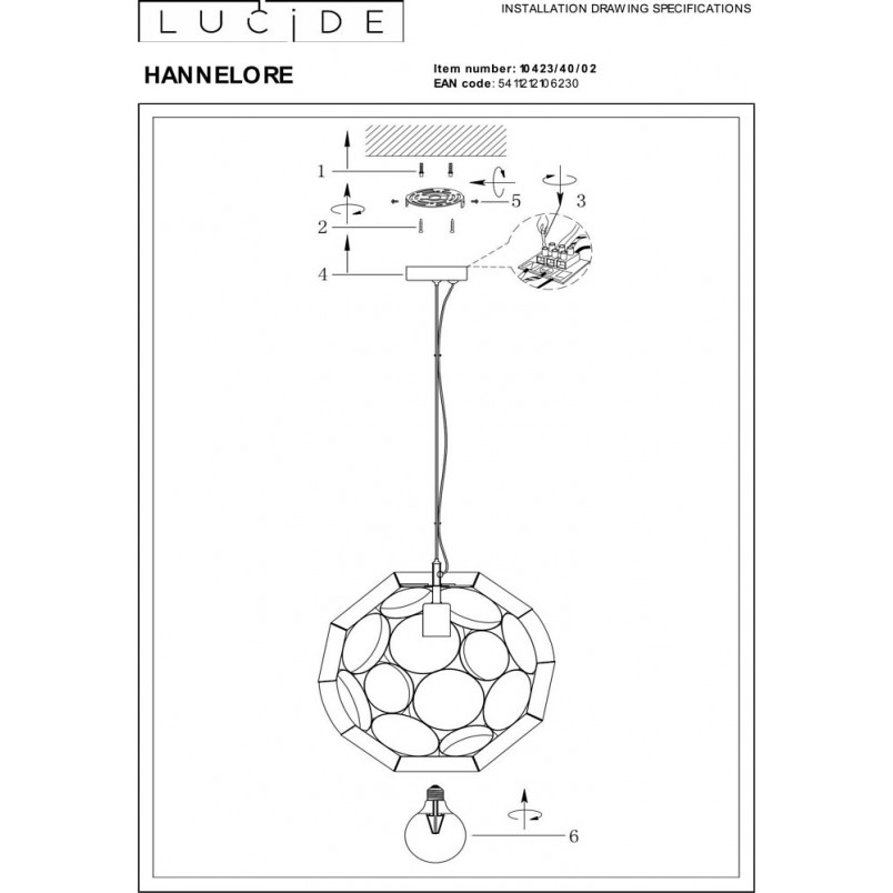 Lampa wisząca kula modern Hannelore 40cm matowe złoto / mosiądz Lucide