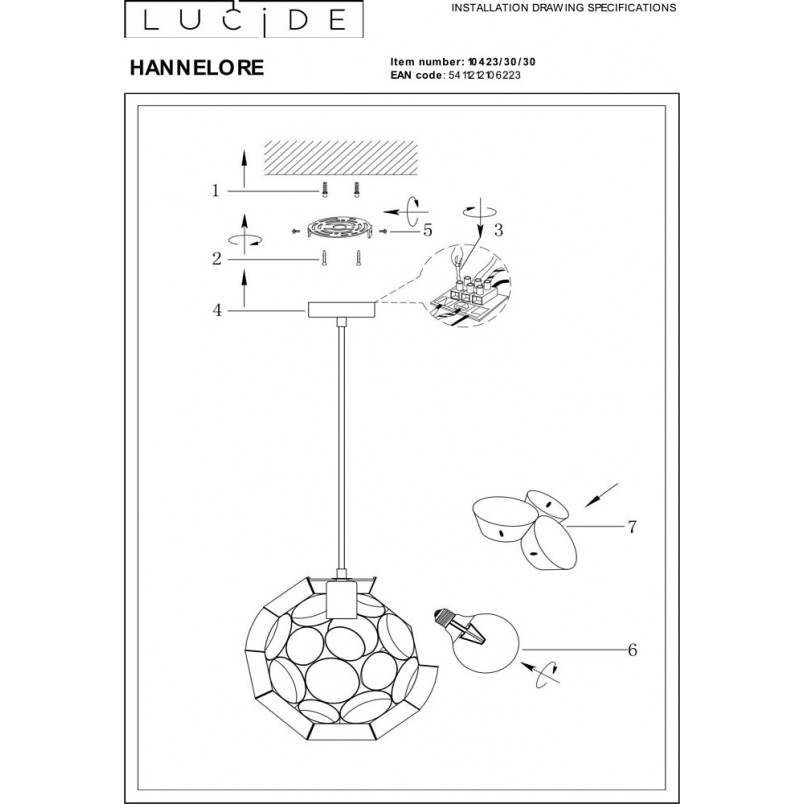 Lampa wisząca kula modern Hannelore 30cm czarna Lucide