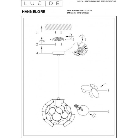 Lampa wisząca kula modern Hannelore 30cm czarna Lucide