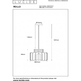 Lampa wisząca filcowa Rollo 31cm taupe Lucide
