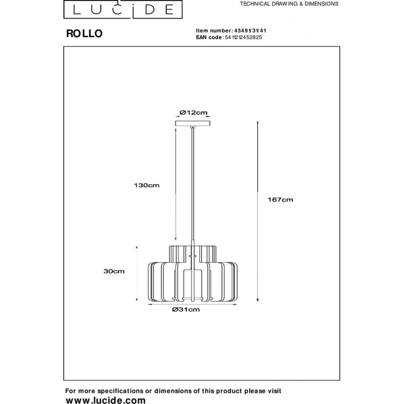 Lampa wisząca filcowa Rollo 31cm taupe Lucide