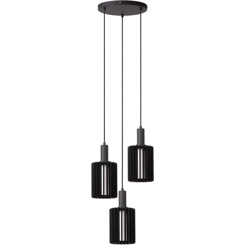 Lampa wisząca potrójna Lambres 40cm czarna Lucide