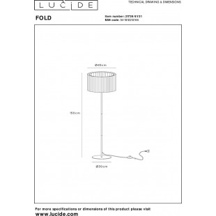 Lampa podłogowa japandi Fold 45cm H150cm biały / czarny Lucide