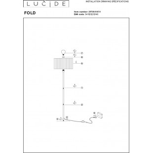 Lampa podłogowa japandi Fold 45cm H150cm biały / czarny Lucide