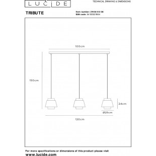 Lampa wisząca japandi 3 punktowa na listwie Tribute 120cm kremowa Lucide
