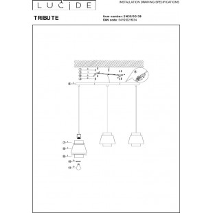 Lampa wisząca japandi 3 punktowa na listwie Tribute 120cm kremowa Lucide