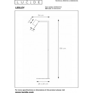 Lampa podłogowa do czytania Lesley 130cm taupe Lucide