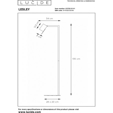Lampa podłogowa do czytania Lesley 130cm taupe Lucide