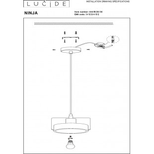 Lampa betonowa wisząca loft Ninja 22,5cm szara Lucide