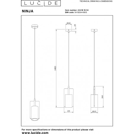 Lampa betonowa wisząca loft Ninja 15,5cm żółta Lucide