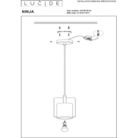 Lampa betonowa wisząca loft Ninja 15,5cm żółta Lucide