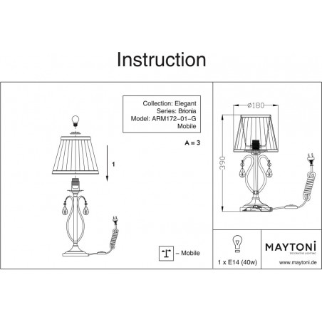 Lampka nocna antyczna Brionia kremowa Maytoni